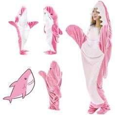 PRICES MAY VARY. NOTE: We recommend ordering a size larger than your regular size. FUN AND COMFORTABLE: The newly designed shark blanket is more flexible to wear, compared with ordinary wearable blankets, the shark costume can wrap the whole body. It helps you get into shark role play every time you wear it. SUITABLE FOR EVERYONE: Functions as a blanket and pajamas. Our sizes from small to plus size, making them perfect for everyone. No matter your age or size. GREAT COUPLES GIFT: The blanket ho Shark Sleeping Bag, Shark Onesie, Shark Blanket, Shark Costume, Shark Blankets, Hoodie Jumpsuit, Pink Shark, Shark Costumes, Shark Hoodie