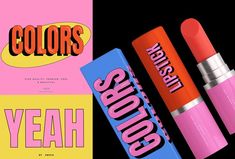 three different lipsticks are shown on a black background and one is pink, the other is orange