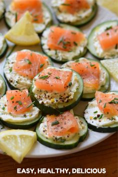 easy healthy cold party snacks for adults and kids, salmon cucumber fingerfood bites Easy Thanksgiving Recipes Appetizers, Crockpot Snacks, Fun Finger Foods, Baked Feta Recipe, Thanksgiving Recipes Appetizers, Easy Holiday Appetizers