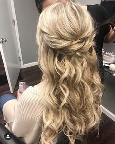 Bridesmaid Hair And Makeup, Prom Hair And Makeup, First Communion Hairstyles, Communion Hair, Communion Hairstyles, Bridal Hair Styles, Beach Wedding Hair, Dance Hairstyles, 1st Communion