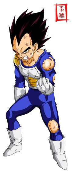 an image of a cartoon character with black hair and blue pants, holding his arms out