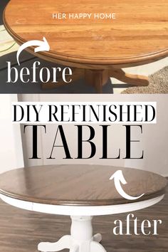 Here's an easy DIY step-by-step tutorial on how to refinish a round farmhouse table using chalk paint! Round Farmhouse Table, Chalk Paint Diy, Round Wood Table, Diy Kitchen Table, Diy Step