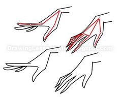 three hands are shown with red lines on them