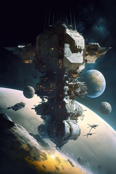 an artist's rendering of a space station in the outer world