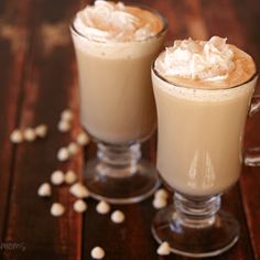 two glasses filled with white chocolate mocha latte