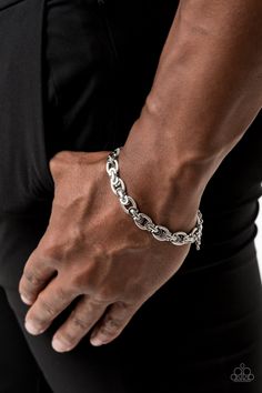 Paparazzi Accessories-Gridiron Grunge - Silver Bracelet Mens Chain Bracelet, Mens Bracelet Silver, Jewelry Bracelets Silver, Mens Chain Necklace, Unisex Bracelets, Paparazzi Accessories, Paparazzi Jewelry, Dream Jewelry, Chains For Men