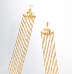 Introducing the Mila earrings, an exquisite addition to your jewelry collection that exudes elegance and sophistication. Crafted with intricate attention to detail, these chandelier dangle earrings are a true work of art that will enhance any outfit. The Mila earrings are made with high-quality materials that ensure durability and long-lasting wear. They are gold plated, adding a luxurious touch that complements the delicate design of the earrings. The width of the earrings measures .75", making Earring Jackets, Delicate Design, Statement Earrings, Jewelry Collection, Dangle Earrings, Long Lasting, High Quality, Gold, Design