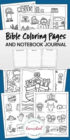 the bible coloring pages and notebook journal for kids, with pictures of jesus on it