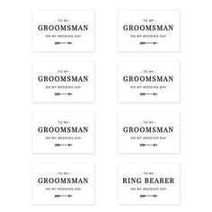 Sold as a set of 8, these Groomsman thank you cards come with 8 envelopes. Each pack includes 7 "To My Groomsman On My Wedding Day" cards and 1 "To My Ringbearer On My Wedding Day" card. 4 X 6-INCH CARD SIZE To My Groomsman thank you cards are thoughtful gifts. Give 4 X 6-inch cards for wedding that is blank inside with space to write messages to your groomsmen and ring bearer. 18 GROOMSMEN DESIGNS With a wide selection of design options, select rustic, modern, or minimalistic groomsmen cards. A Groomsmen Cards, Cards For Wedding, Wedding Day Cards, Be My Groomsman, Thank You Card Design, Groomsmen Wedding, My Wedding Day, Cards With Envelopes, Gift Card Shop