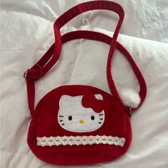 Hello Kitty Small Purse Vintage Handbag Red Velour Rare 2000 Sanrio Smiles Vintage 2000 Sanrio Smiles Hello Kitty Small Purse Handbag Red Velour Rare. Brand New Never Worn Nwt Please See Pictures For Details. Y2k Handbag #Y2k #Hellokitty #Vintage #Vintagehellokitty #Hellokittyplush Cute Red Shoulder Bag, Cute Red Shoulder Bag With Adjustable Strap, Cute Red Shoulder Bag For Everyday Use, Hello Kitty Red Bag For Everyday Use, Angel Accessories, Y2k Handbag, Hello Kitty Bag, Uniqlo Bags, Vintage Chanel Handbags