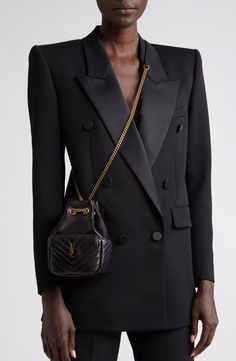 Saint Laurent Mini Joy Matelassé Leather Bucket Bag | Nordstrom Leather Bucket Bag, Leather Bucket, Chain Strap, Designer Handbags, Bucket Bag, Saint Laurent, Nordstrom, Exterior, Italy