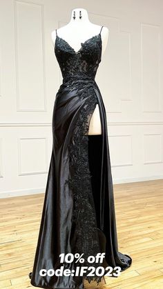 Style: 32819 Closure: Lace-Up Details: Appliques, Split Fabric: Satin, Tulle Neckline: V-Neck Silhouette: A-line Tulle Neckline, Eco Warrior, Warrior Women, Satin Tulle, Black Prom, Evening Formal, Fashion Group, Wedding Dress Inspiration, Wedding Bridesmaid Dresses