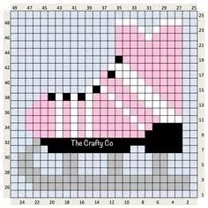 a cross stitch pattern with a pink shoe