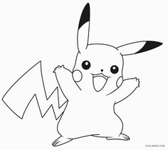 a black and white drawing of a pikachu with its arms in the air