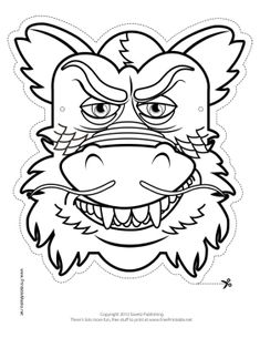 a paper mask with an animal's face on the front and side, in black and