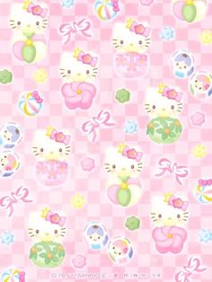 an image of hello kitty wallpaper in pink