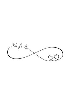 an infinite love symbol with two birds flying over it