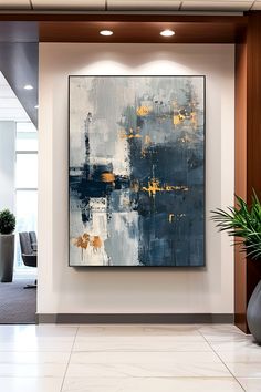 Original handmade abstract painting featuring moody gray tones with golden accents, textured brushstrokes create a modern and sophisticated wall art piece Gold Painting, Modern Abstract Wall Art, Contemporary Interiors, Unique Wall Art, Gold Paint, Abstract Wall, Contemporary Interior, Modern Wall Art, Art Original