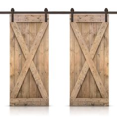 an open wooden door with metal bars on the outside and inside, isolated against a white background