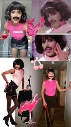 the collage shows women dressed in pink and black