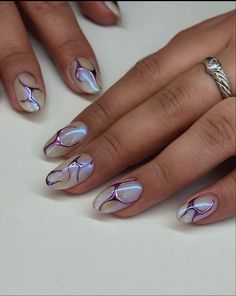 Cute Nail Trends, Simple French Style, Ellipse Shape, Nyc Nails, Retro Nails, Chrome Nails Designs, Airbrush Nails, Dance Parties, Drip Nails