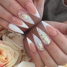 Nails Shape, Nails With Glitter, Sharp Nails, Luxury Nails, Dope Nails