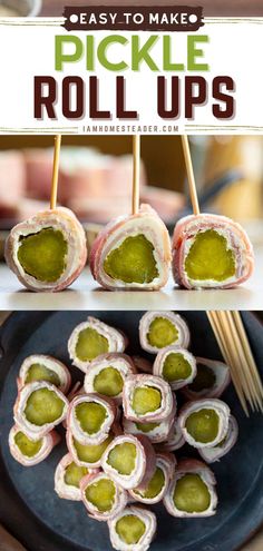 an image of pickle roll ups on sticks