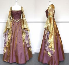 Gold Medieval Dress, Game Of Thrones Dress, Fair Outfits, Spring Colours, Old Fashion Dresses, Fantasy Dresses, Fantasy Gowns, Medieval Dress, Bright Spring