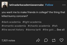 the tweet has been posted to someone about their friend's college life