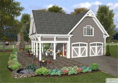 this is an artist's rendering of a red barn style home