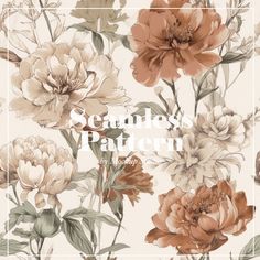 an image of flowers with the words seamless pattern