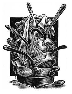 an advertisement for the exhibition of madrid frieders, with scissors and spoons in it