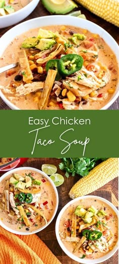 easy chicken taco soup with corn on the cob