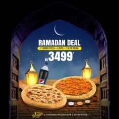 two pizzas are on display with the caption ramadan deal