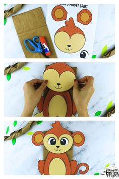 someone is making a monkey puppet out of paper