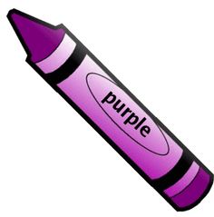 a purple crayon pencil with the word purple on it's end pointing up