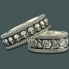 This narrower version of our skull band ring brings to mind the The Latin term, "Memento Mori," which can be translated as "remember you have to die." Acknowledging mortality can remind us of how precious life really is. Memento Mori was a popular theme in Victorian art and jewelry and has seen a revival through the steampunk movement of today. Being a native of Tucson, Arizona, I probably see more cheerful art featuring fully dressed and active skeletons, or simple skulls, than most Americans. Memento Mori Ring, Cheerful Art, Simple Skull, Tucson Arizona, Victorian Art, Memento Mori, Conflict Free Diamonds, Tucson, Band Ring