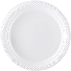 a white plate with braided edges on the rim and bottom, isolated against a white background