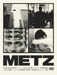 a movie poster for the film metz, with images of men in black and white