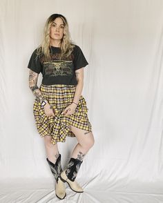 "70s/80s Handmade Grunge Knee-length Plaid Skirt      cotton, side zip & button closure, unlined but not sheer, no stretch      waist 12.5\" laid flat      hips up to 20\" laid flat     total length 25\"" Womens Skirts, Hip Ups, Plaid Skirt, Winter 2024, Plaid Skirts, Vintage 70s, Side Zip, Knee Length, Womens Skirt