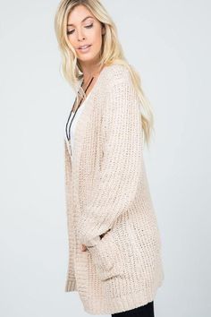 Audrie Loose Knit Classic Open Front Cardigan - Jolie Vaughan | Online Clothing Store in Baton Rouge, LA Comfortable Stretch Sweater For Fall, Casual V-neck Soft Knit Sweater Coat, Casual V-neck Cardigan With Soft Texture, Spring V-neck Chunky Knit Outerwear, Soft Textured Cardigan With Cozy Fit For Loungewear, Cozy Fit Cardigan With Soft Texture For Loungewear, Cozy Fit Soft Texture Cardigan For Loungewear, Fall Cotton Sweater With Soft Texture, Soft Cotton Sweater For Fall