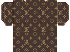 the front and back of a louis vuitton shirt with brown letters on it