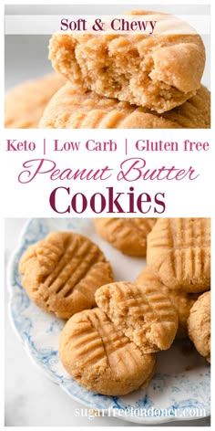 soft and chewy keto low carb gluten free peanut butter cookies