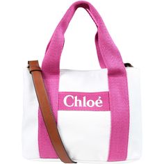 Color: White White bag, with handles, adjustable shoulder strap, zip closure on the top. It is embellished with fuchsia details and logo on the front. 100% Cotton. Pink Top Handle Bag With Logo, Pink Double Handle Shoulder Bag With Logo, Logo Tote Bag For Errands, Canvas Bags With Logo For On-the-go, Canvas Logo Bag For On-the-go, Casual Top Handle Shoulder Bag With Logo, Chic Canvas Bags With Logo, Pink Leather Bag With Logo, Logo Satchel Shoulder Bag For Shopping