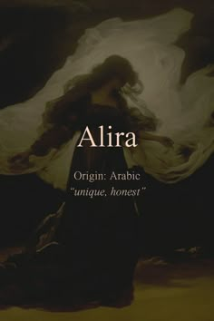 an image of a woman with her hair blowing in the wind and text that reads alira origin arabic unique, honest