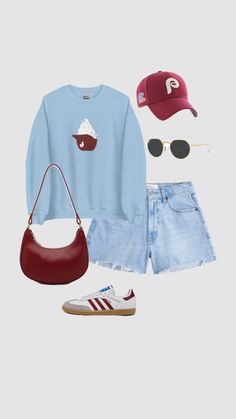 baseball game inspo, mlb outfit ideas, baseball outfit ideas, phillies outfit ideas, tailgating outfit ideas, baseball girly, go phillies, philadphia sports outfit ideas, baseball outfit aesthetic, phillies outfits  #outfitinspo #baseballoutfitinspo #philliesoutfit #philliesoutfitinspo #ootd #mlbgame #baseballgame #baseballoutfitaesthetic #baseballaesthetic #sambasinspo #sambas #redsambas #red #springootd #summerootd Phillies Outfits For Women, Baseball Tee Outfit Aesthetic, Cute Phillies Game Outfit, Phillies Shirt Women, Phillies Shirt, Tailgate Outfit, Ootd Summer