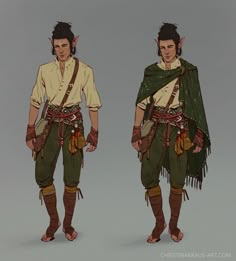 the character is dressed in green and brown