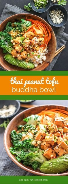 thai food with broccoli and carrots in bowls