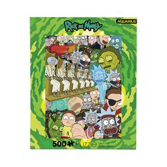 the simpsons characters are depicted in this cartoon puzzle book, which features an image of rick's family