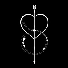 a heart with arrows in the middle on a black background